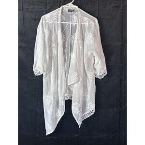 Como No? By Biz Womens Small Swim Coverup White Jacket Dandelions
